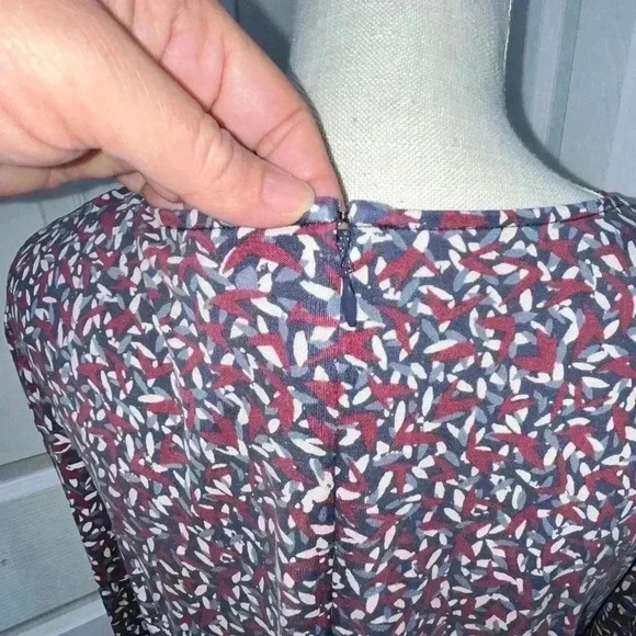 Tory Burch 100% Silk criss cross waist long sleeve midi dress abstract print - Picture 6 of 13